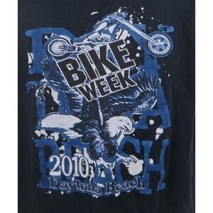 2002 Datona Bike Week Tshirt Motorcycle Blue 100% Cotton Eagle Graphic Large